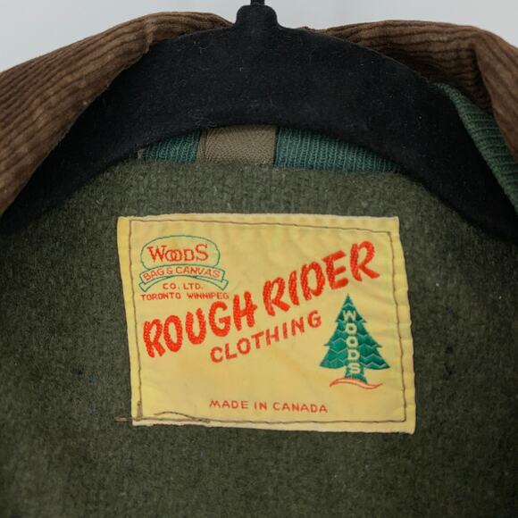 VTG Woods Rough Rider Clothing Hunting Chore Coat Mens Sz L Tan Wool Lined *FLAW - Picture 8 of 8